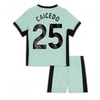 Fotbalové Dres Chelsea Moises Caicedo #25 Dětské Alternativní 2023-24 Krátký Rukáv (+ trenýrky)